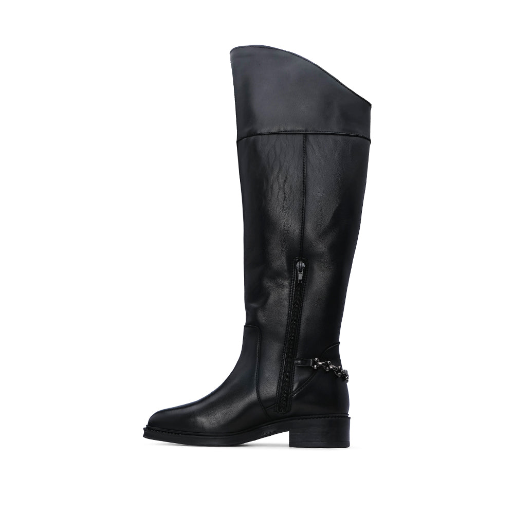 Bota Cano Alto Mulher Pele Preto
