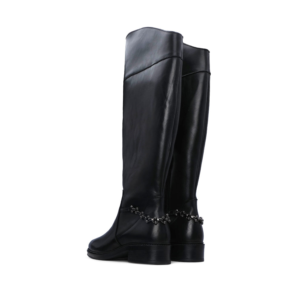 Bota Cano Alto Mulher Pele Preto