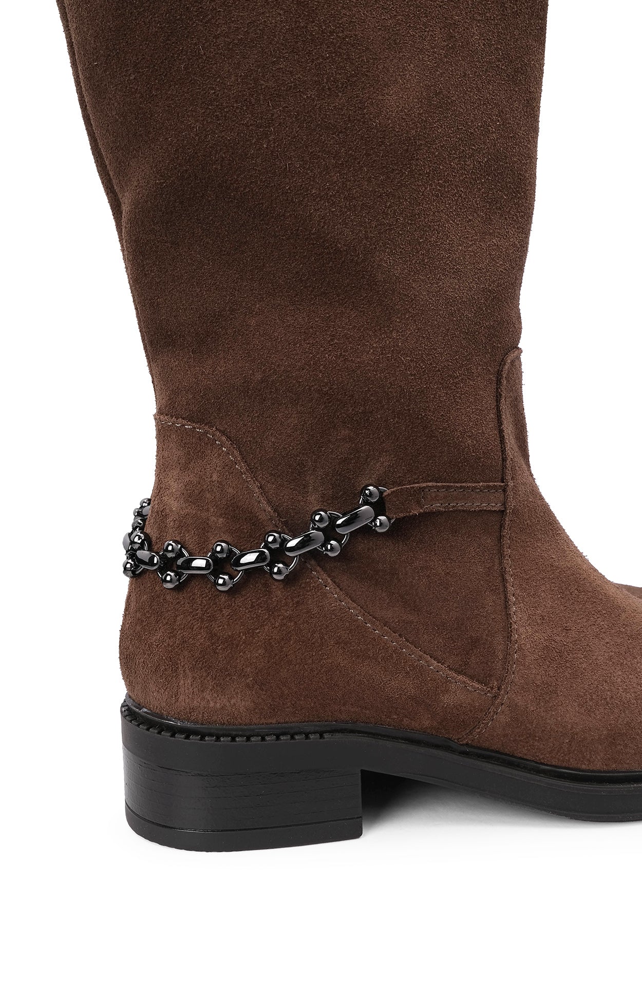 Bota Cano Alto Mulher Camurça Castanho