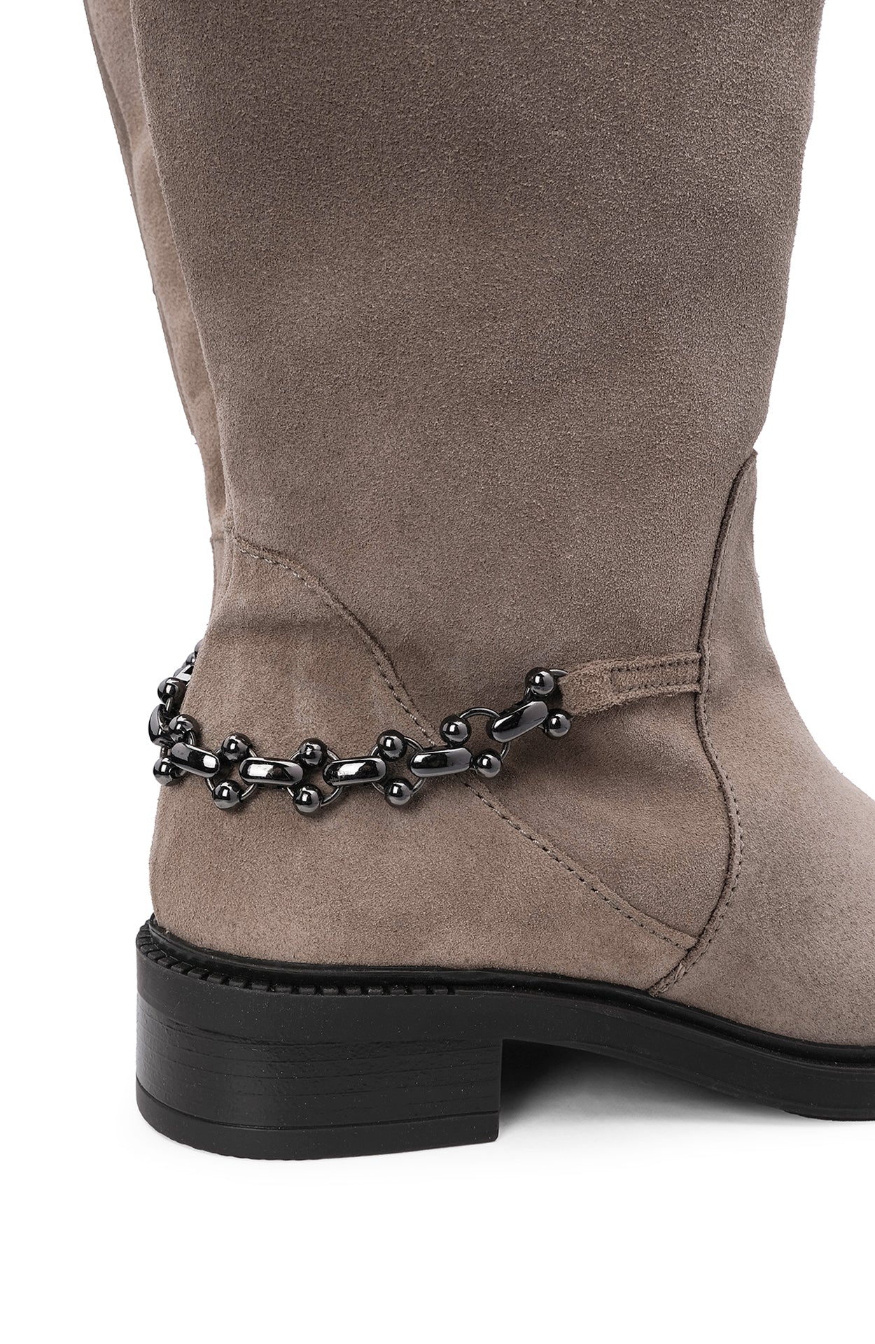Bota Cano Alto Mulher Camurça Taupe