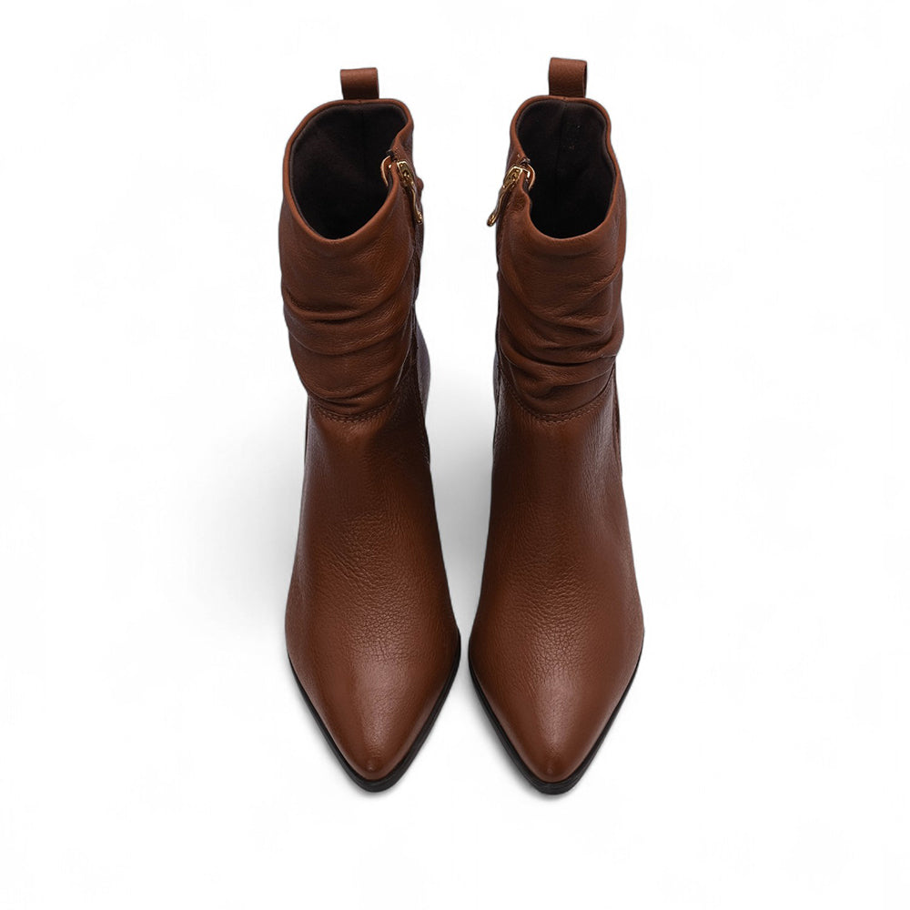 Bota Salto Alto Mulher Pele Cognac