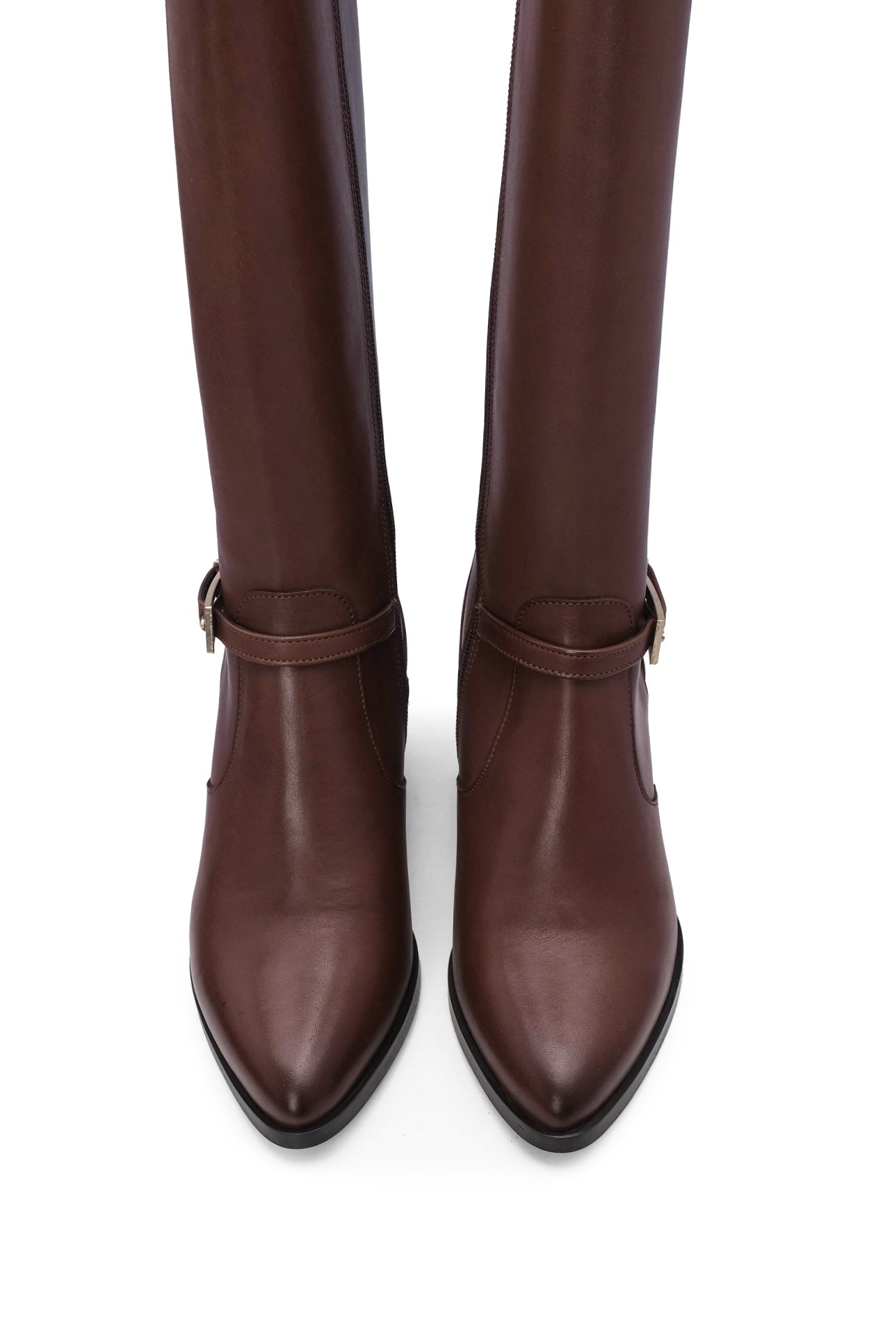Bota Cano Alto Mulher Pele Castanho