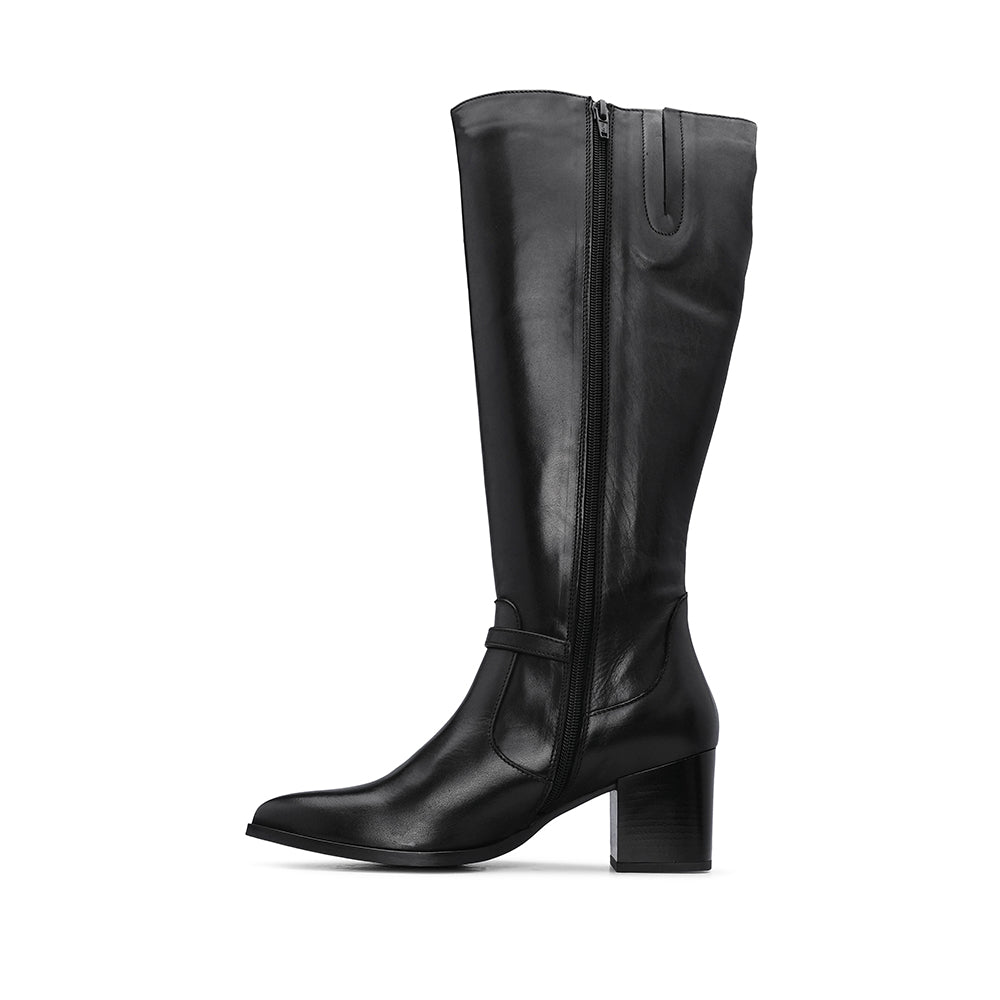 Bota Cano Alto Mulher Pele Preto