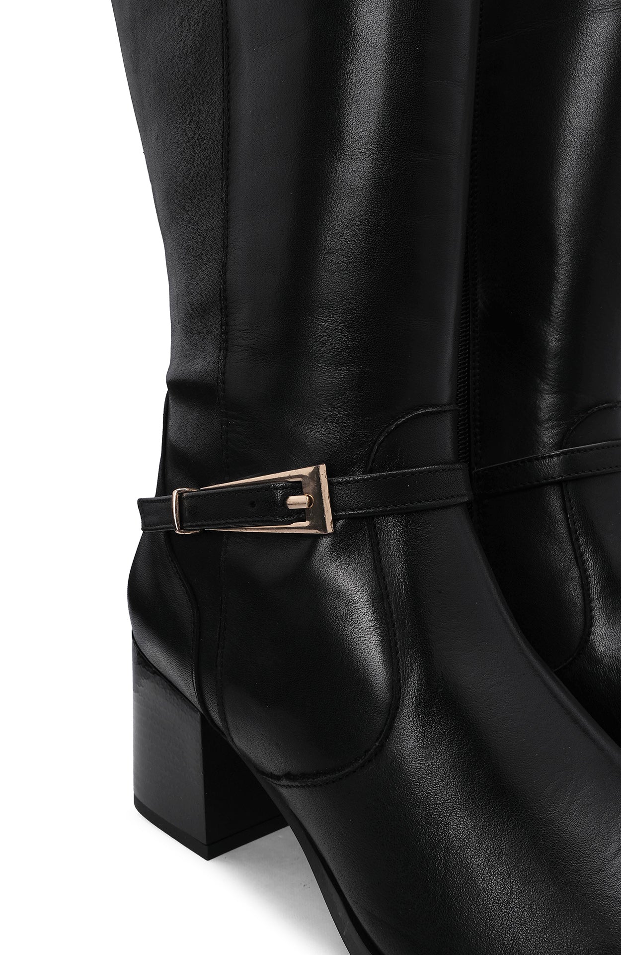 Bota Cano Alto Mulher Pele Preto