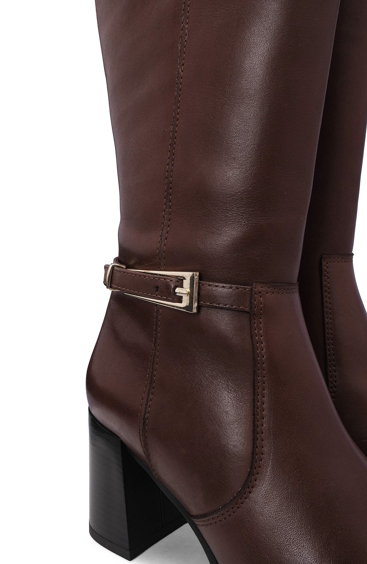 Bota Cano Alto Mulher Pele Castanho