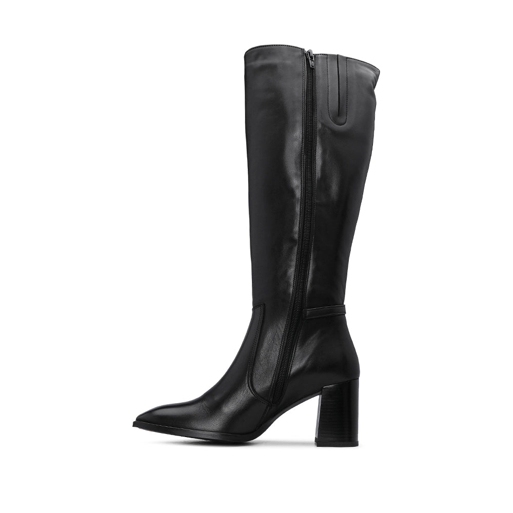 Bota Cano Alto Mulher Pele Preto