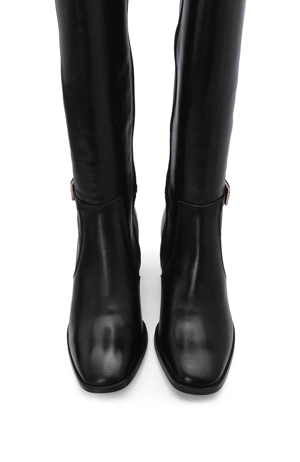Bota Cano Alto Mulher Pele Preto