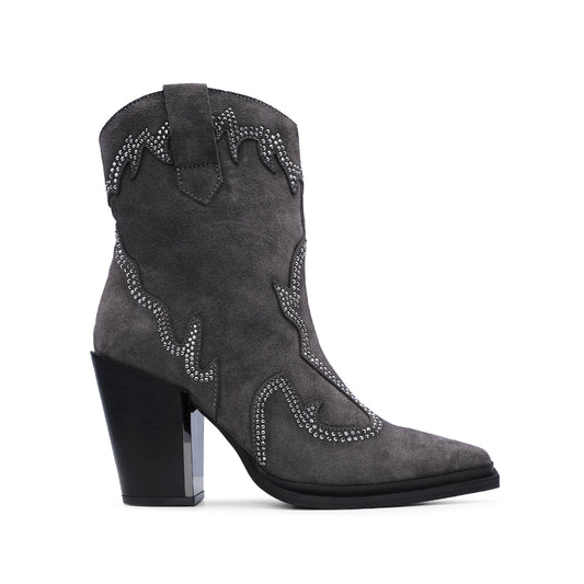 Bota Texana Mulher Camurça Cinzento
