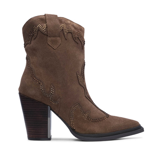 Bota Texana Mulher Camurça Taupe