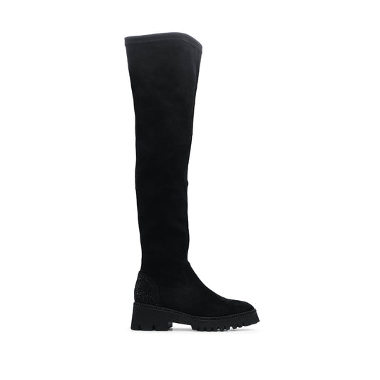 Bota Salto Médio Mulher Camurça Preto