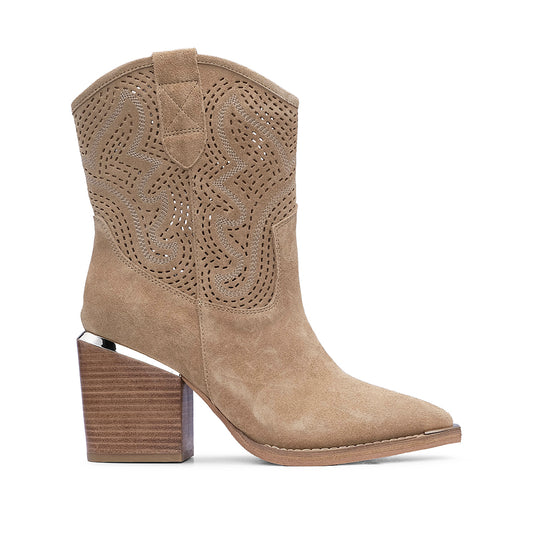 Bota Texana Mulher Camurça Bege