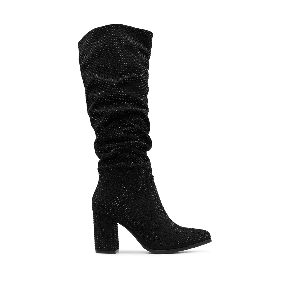 Bota Salto Alto Mulher Camurça Preto