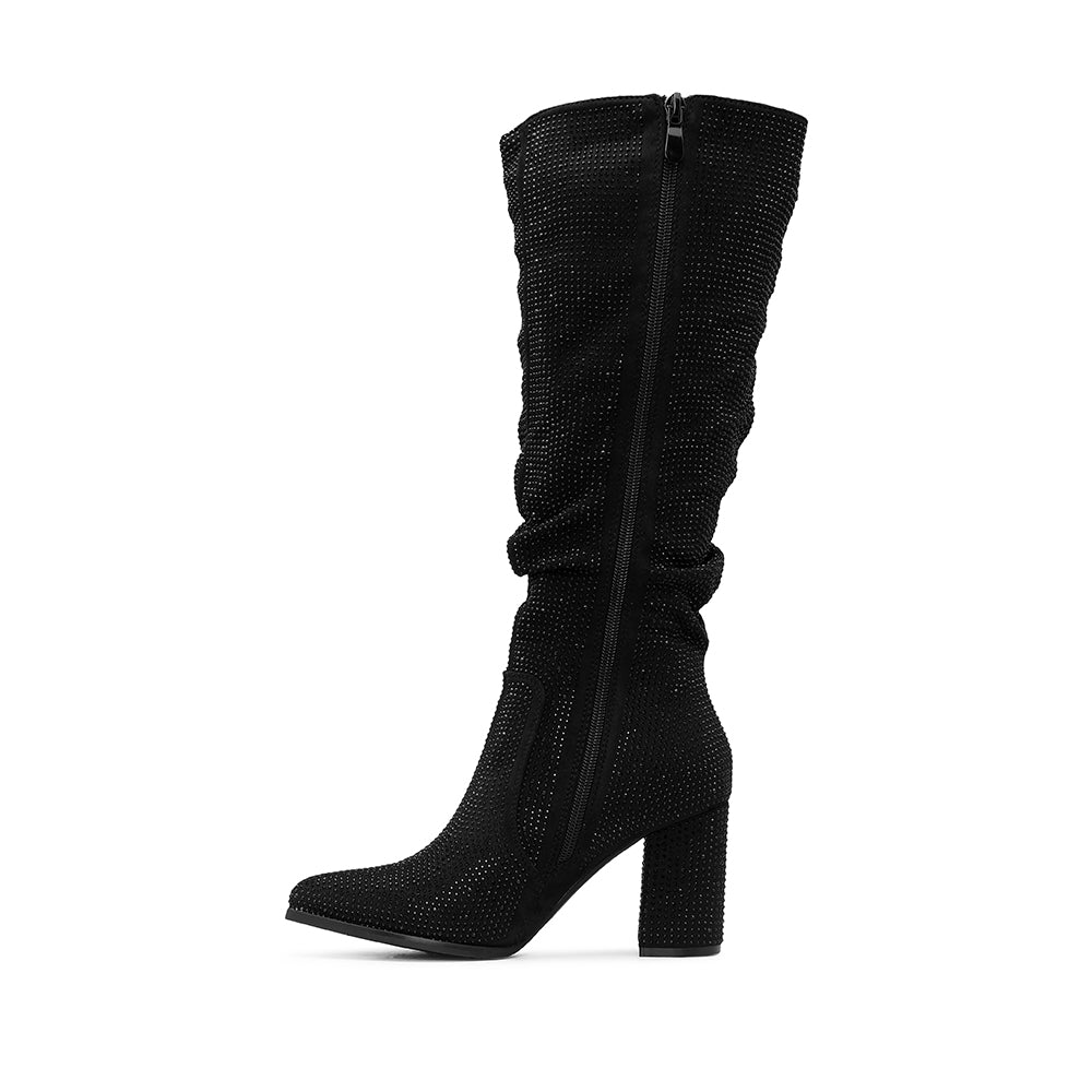 Bota Salto Alto Mulher Camurça Preto