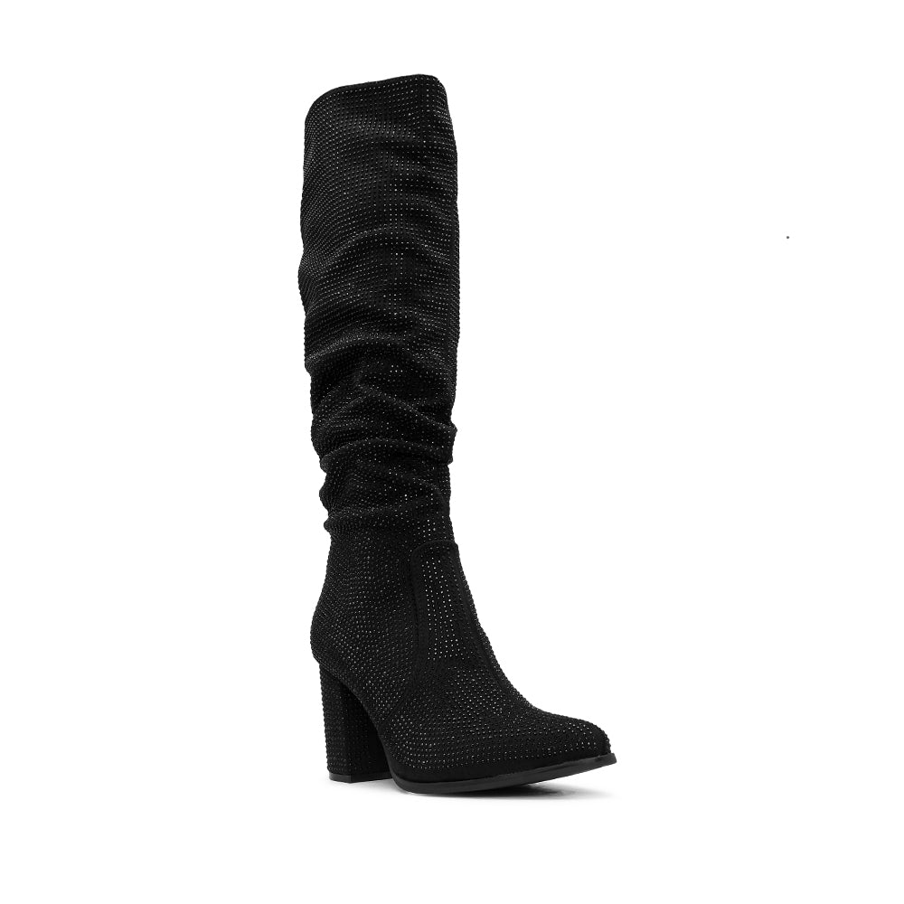 Bota Salto Alto Mulher Camurça Preto