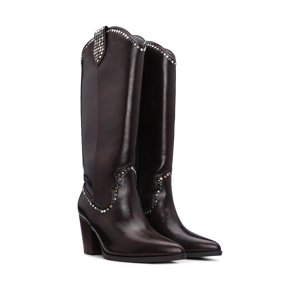 Bota Cano Alto Mulher Castanho