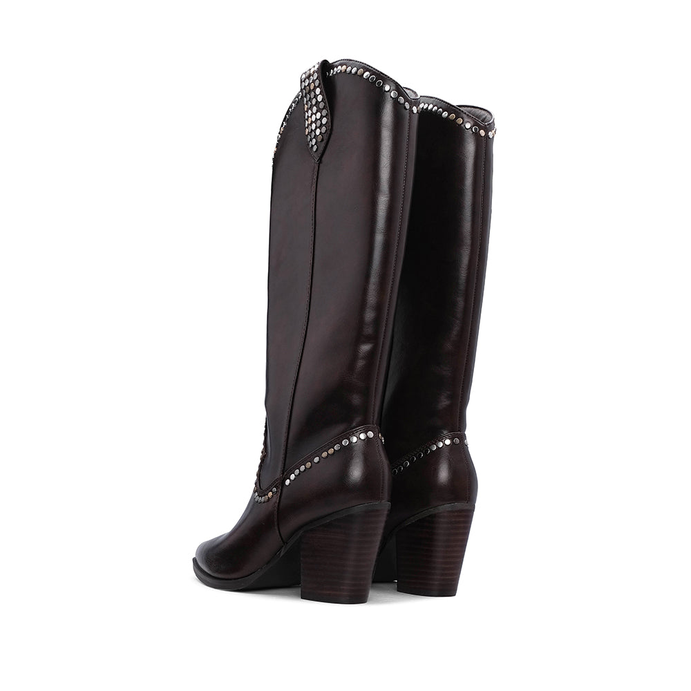 Bota Cano Alto Mulher Castanho