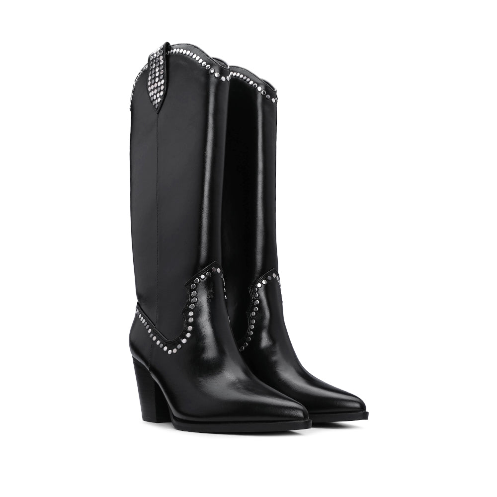 Bota Cano Alto Mulher Preto