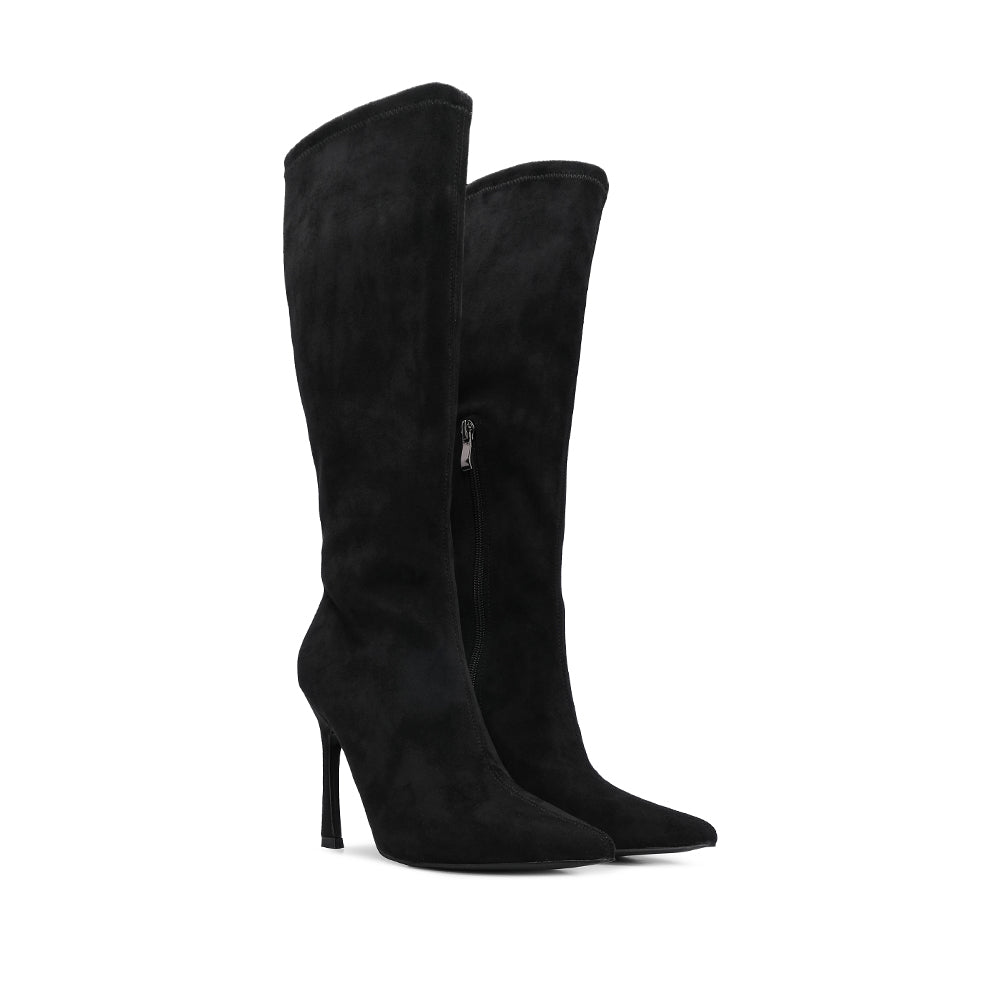 Bota Cano Alto Mulher Camurça Preto
