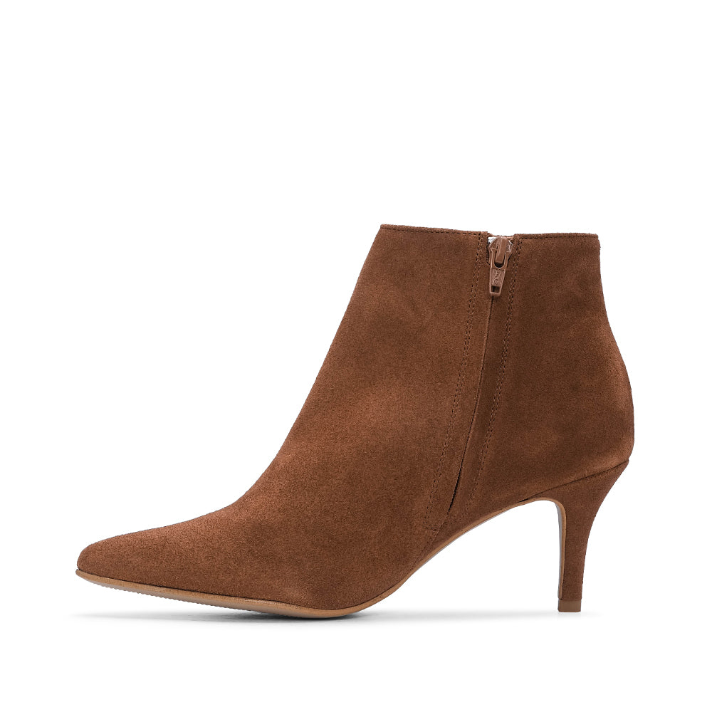Botim Salto Alto Mulher Camurça Cognac