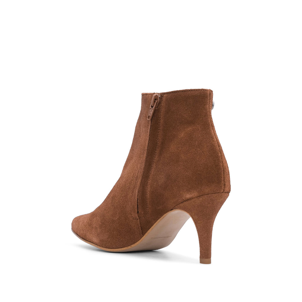 Botim Salto Alto Mulher Camurça Cognac