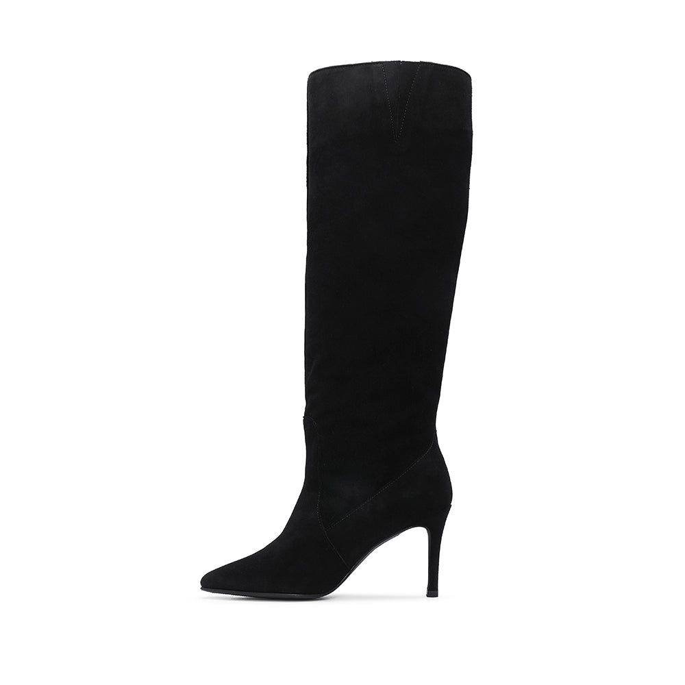 Bota Salto Alto Mulher Camurça Preto