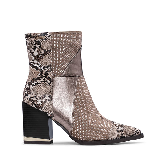 Botim Casual Mulher Animal Print Bege