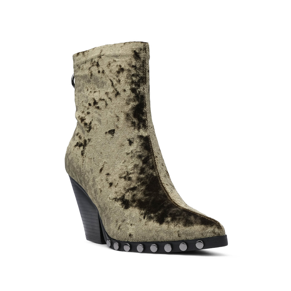 Bota Salto Alto Mulher Veludo Verde