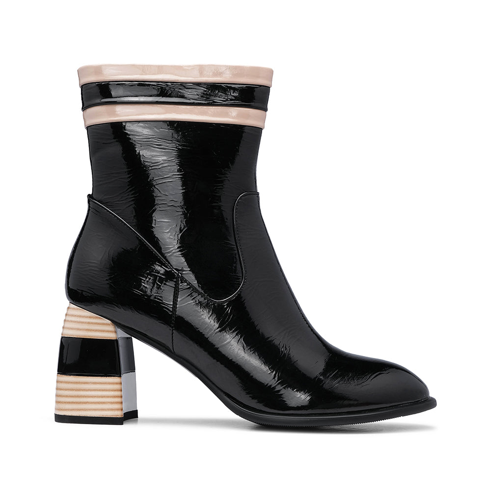 Bota Salto Alto Mulher Verniz Preto