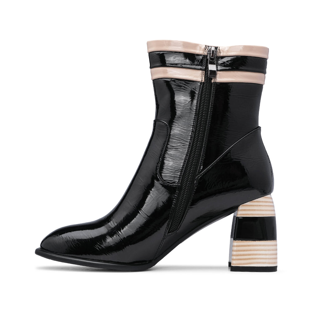 Bota Salto Alto Mulher Verniz Preto