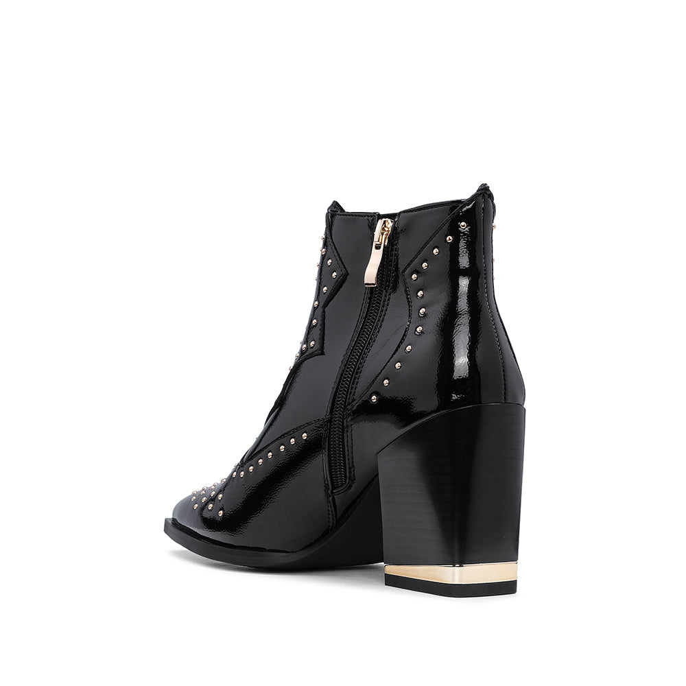 Botim Salto Alto Mulher Verniz Preto