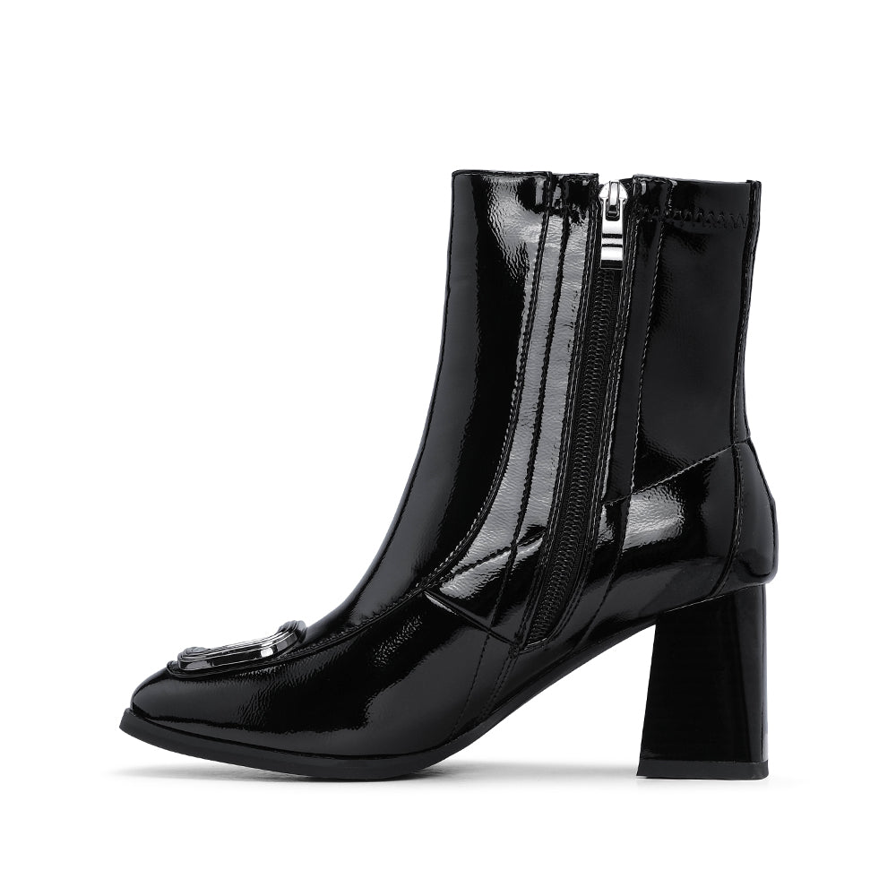 Botim Casual Mulher Verniz Preto