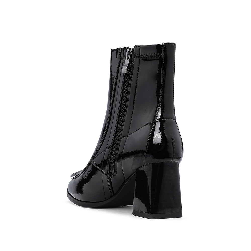 Botim Casual Mulher Verniz Preto