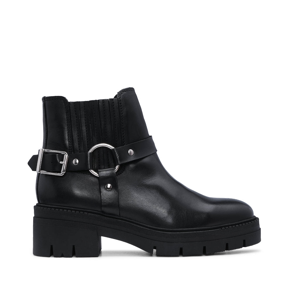 Botim Salto Raso Mulher Pele Preto
