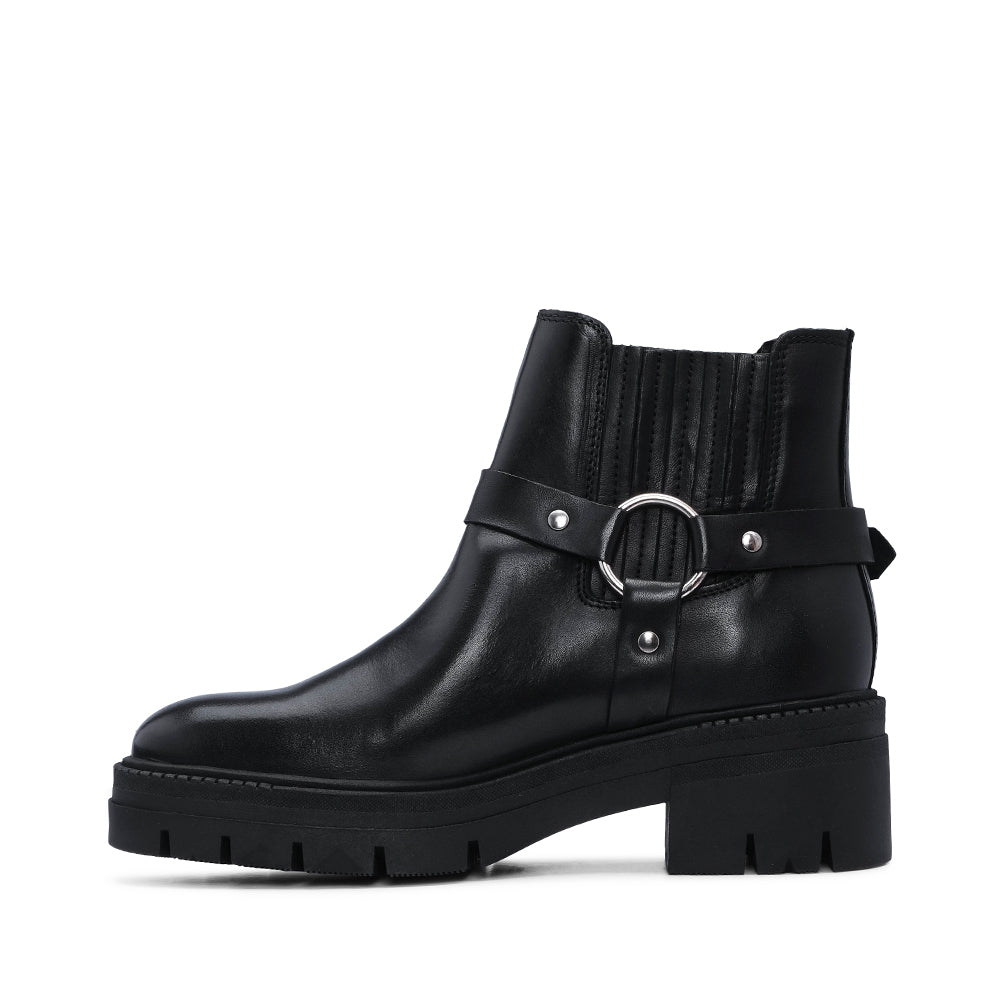 Botim Salto Raso Mulher Pele Preto