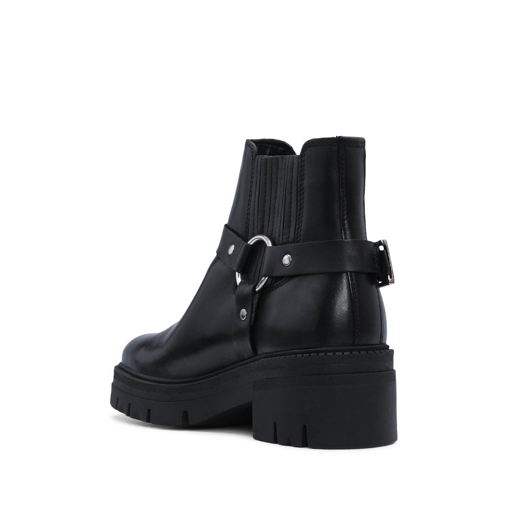 Botim Salto Raso Mulher Pele Preto
