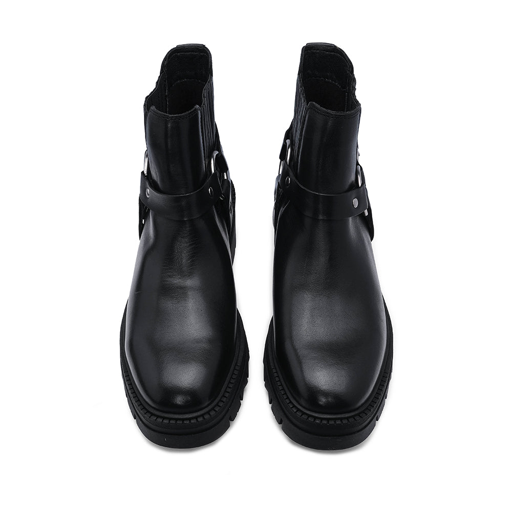 Botim Salto Raso Mulher Pele Preto