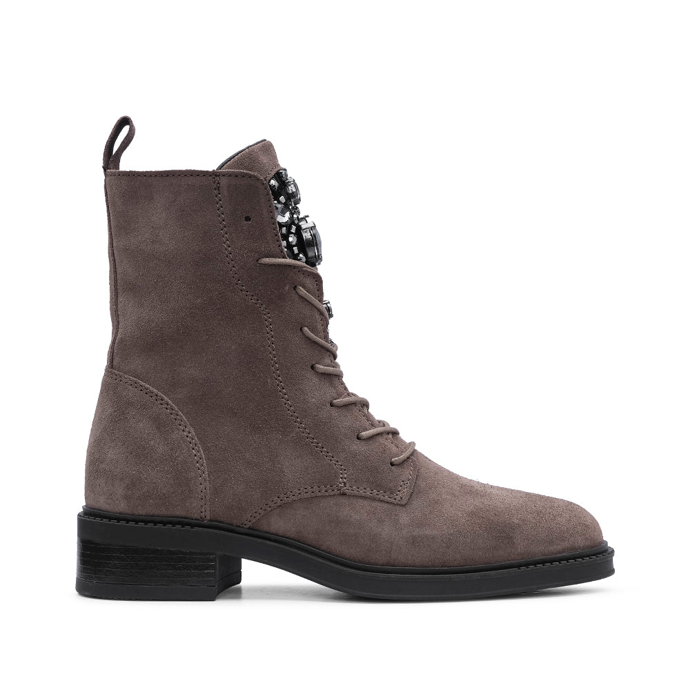 Bota Militar Mulher Camurça Taupe