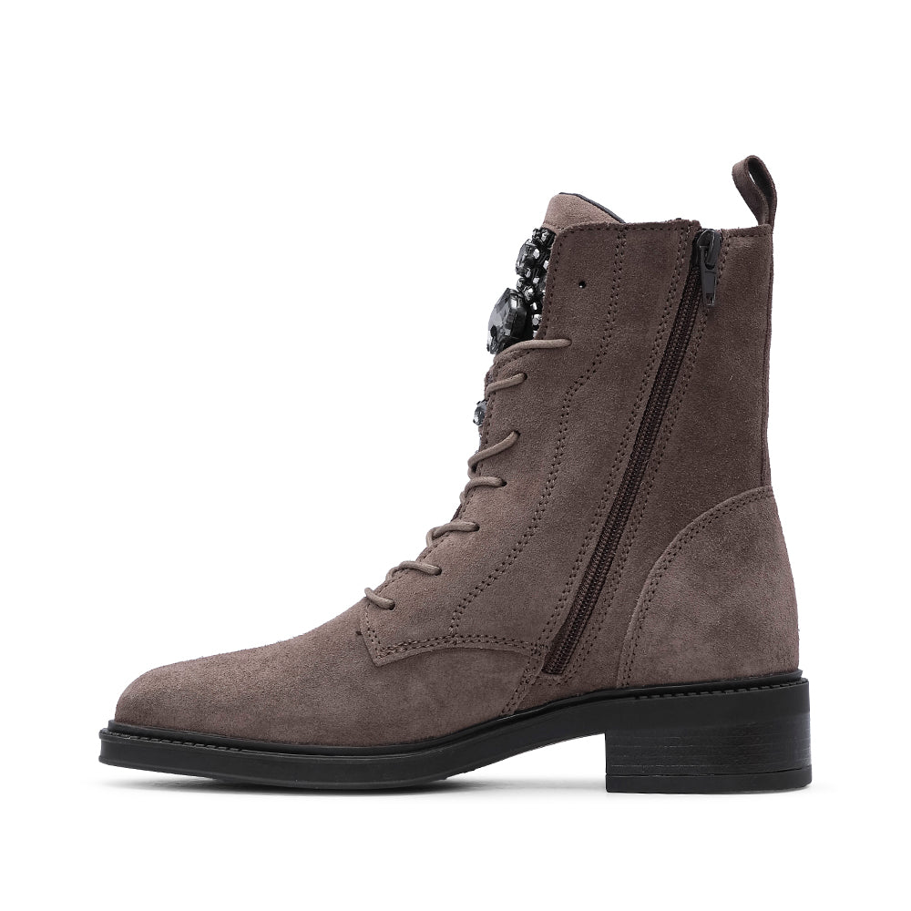 Bota Militar Mulher Camurça Taupe