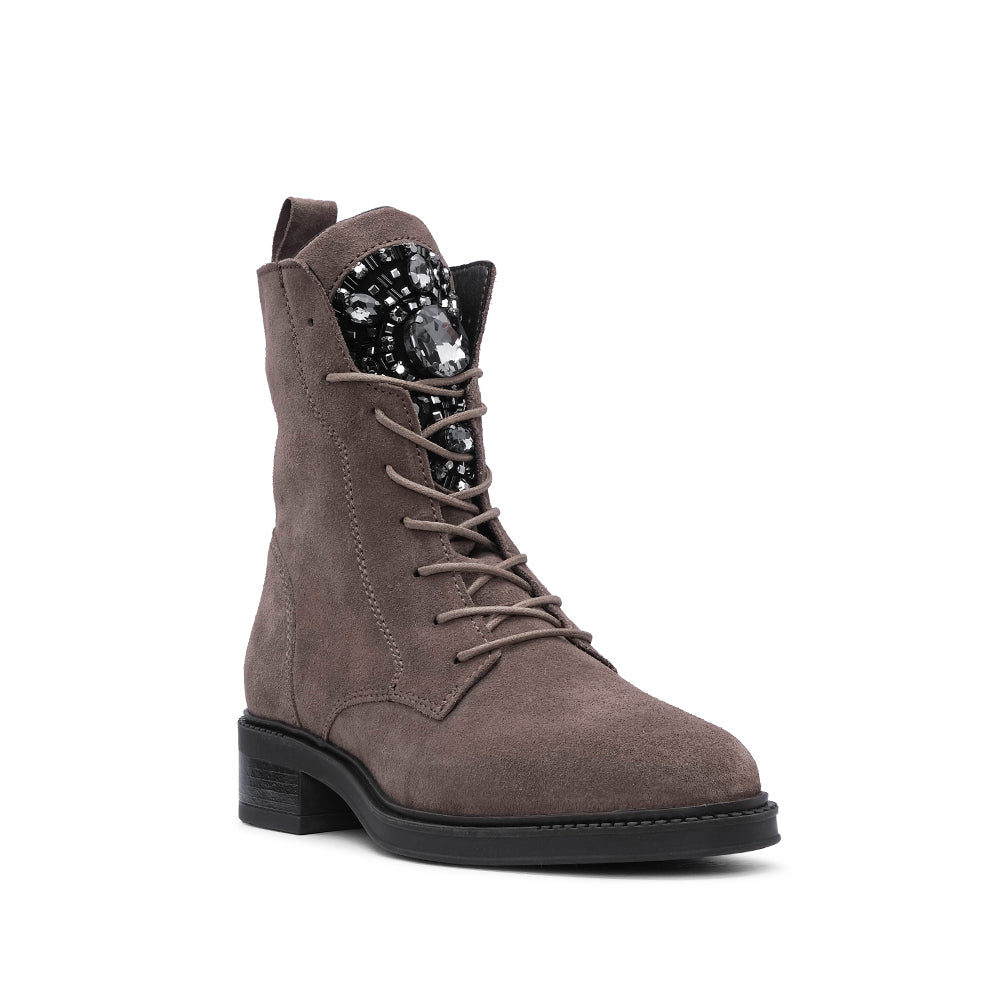 Bota Militar Mulher Camurça Taupe