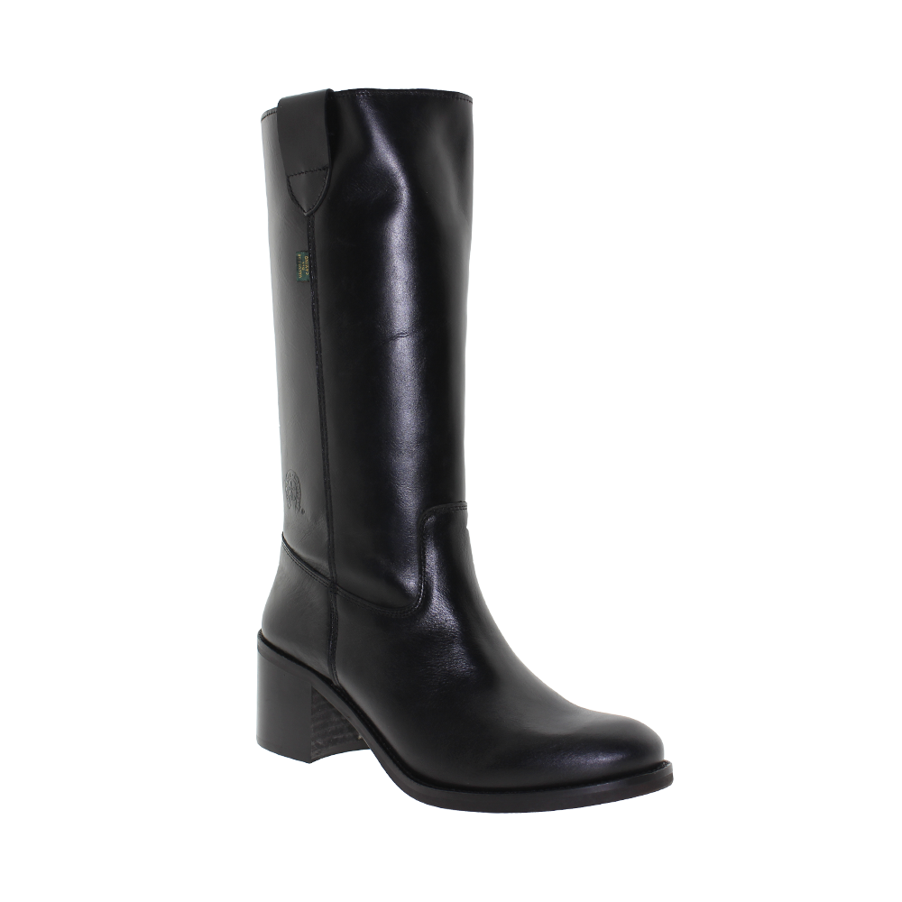 Bota Salto Médio Mulher Pele Preto