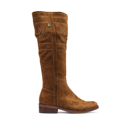 Bota Salto Raso Mulher Camurça Camel