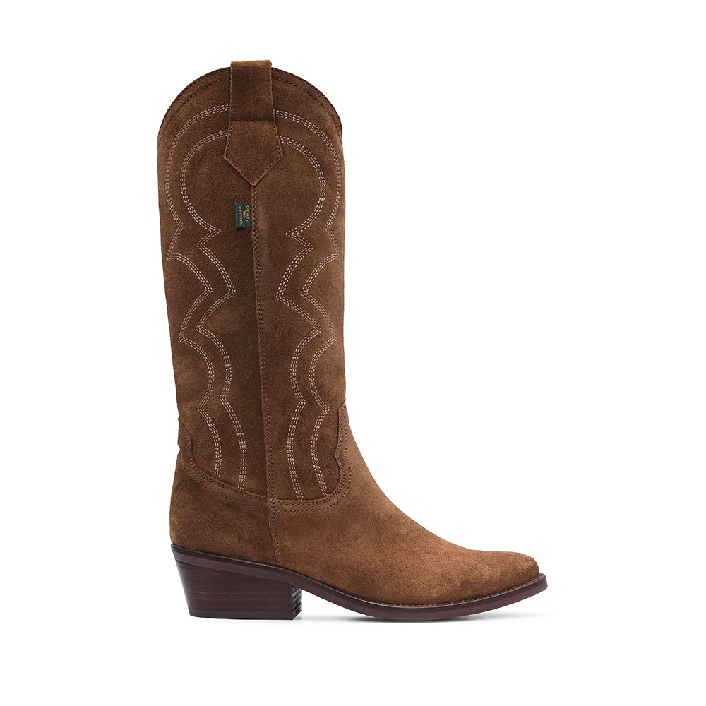Bota Salto Médio Mulher Camurça Camel