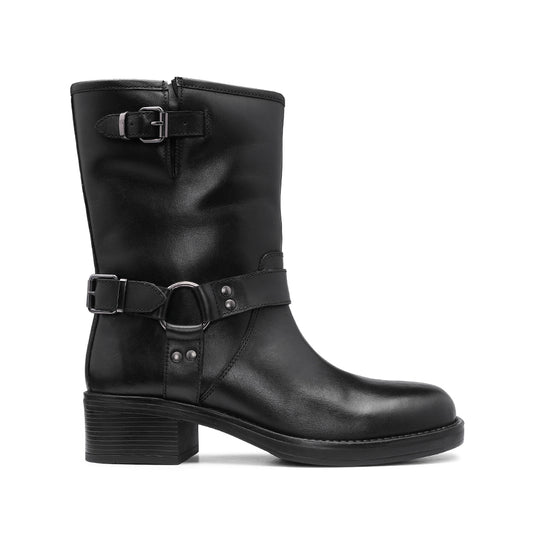 Bota Biker Mulher Pele Preto
