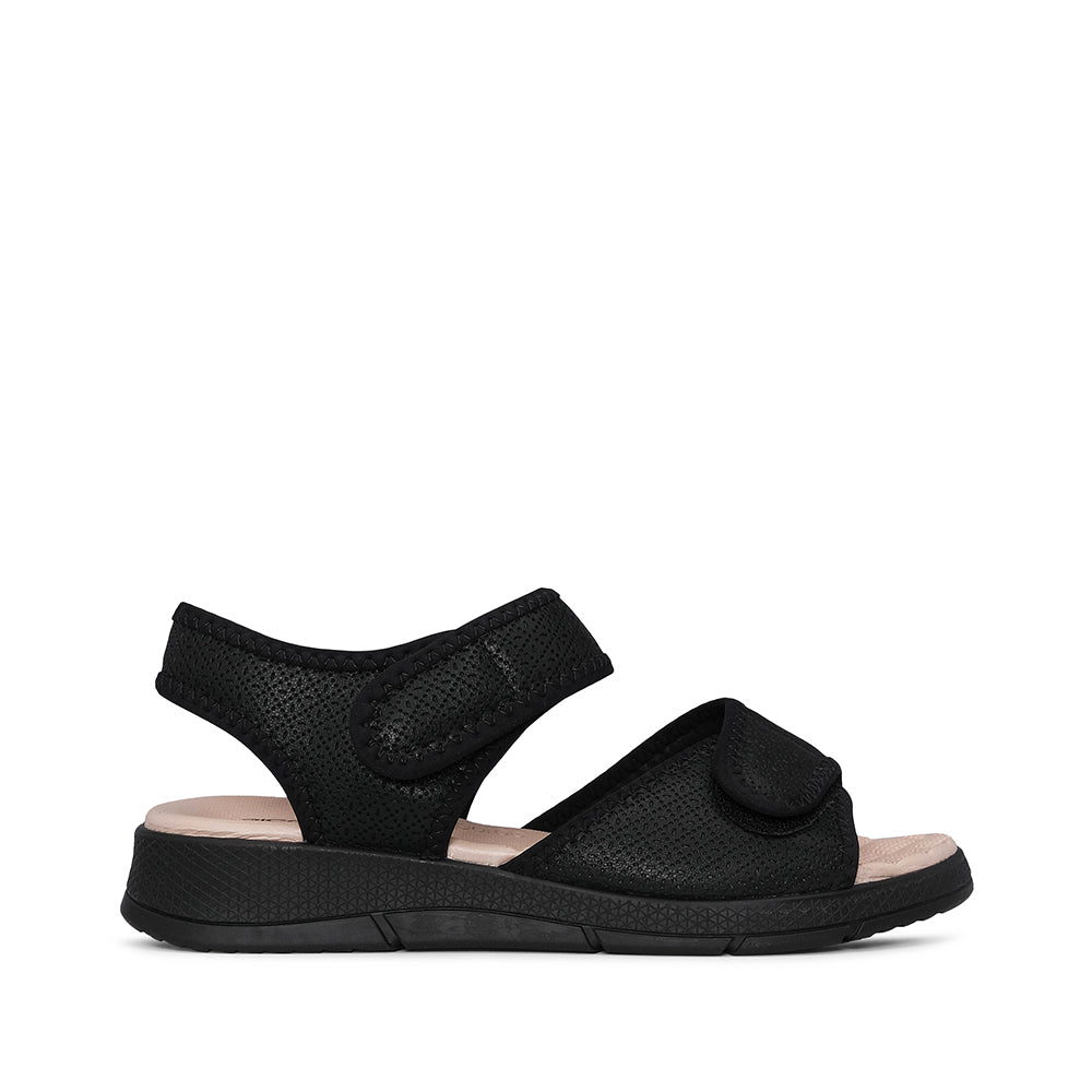 Sandália Salto Raso Mulher Gravado Preto