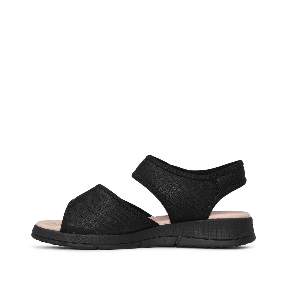 Sandália Salto Raso Mulher Gravado Preto