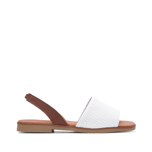 Sandália Salto Raso Mulher Gravado Branco