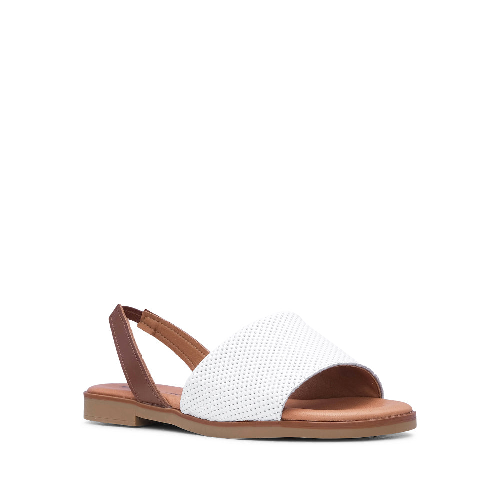 Sandália Salto Raso Mulher Gravado Branco
