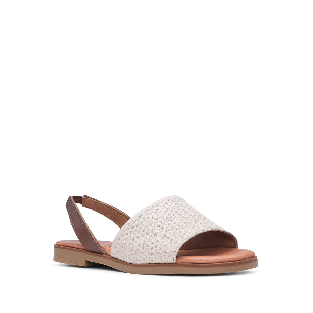 Sandália Salto Raso Mulher Gravado Taupe