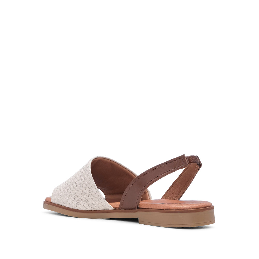 Sandália Salto Raso Mulher Gravado Taupe