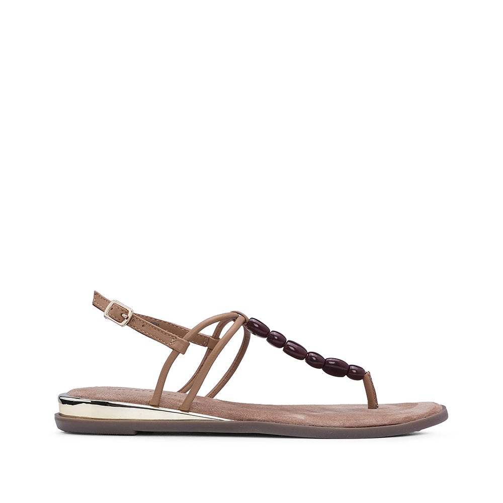 Sandália Salto Raso Mulher Camel